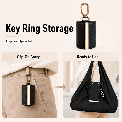 Portable Mini Keychain Foldable Shopping Bag – With Key Ring, Expandable