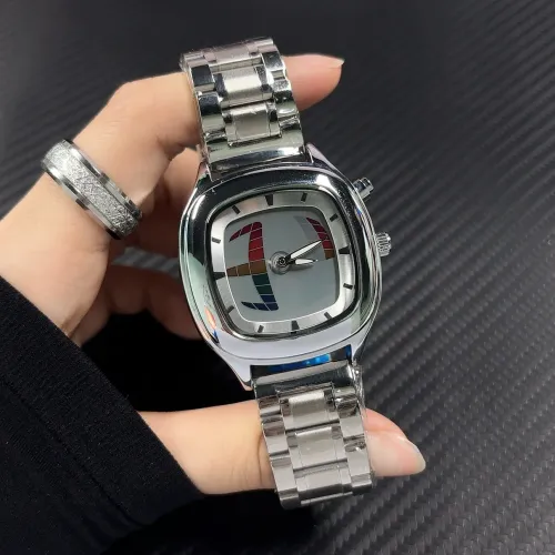 Quartz Watch Color Square Pointer Number Dual Display Steel Watches Men Dynamic Design