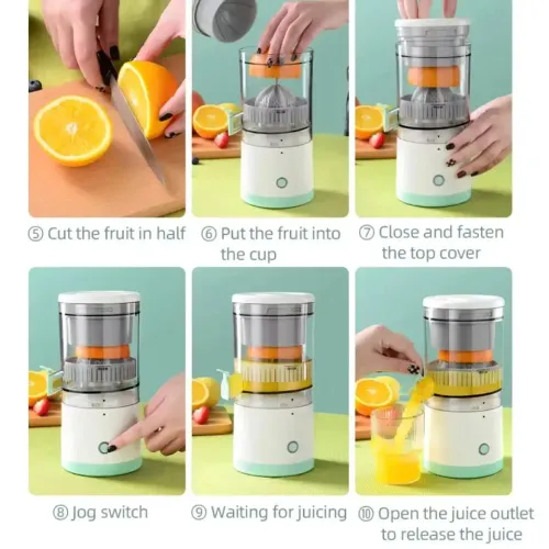 Portable Electric Juicer USB Rechargeable Wireless Mini Fruit Blender Automatic Juice Squeezer for Home Travel Office