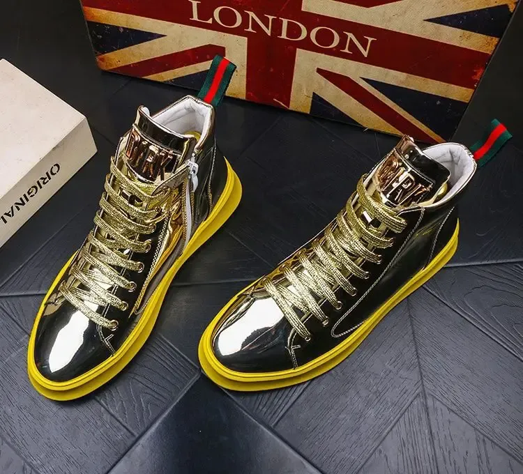 Fashionable High-Top Shoes Thick Bottom Casual Men's Footwear Spring Autumn New Style Korean Version All-Match Board Shoes