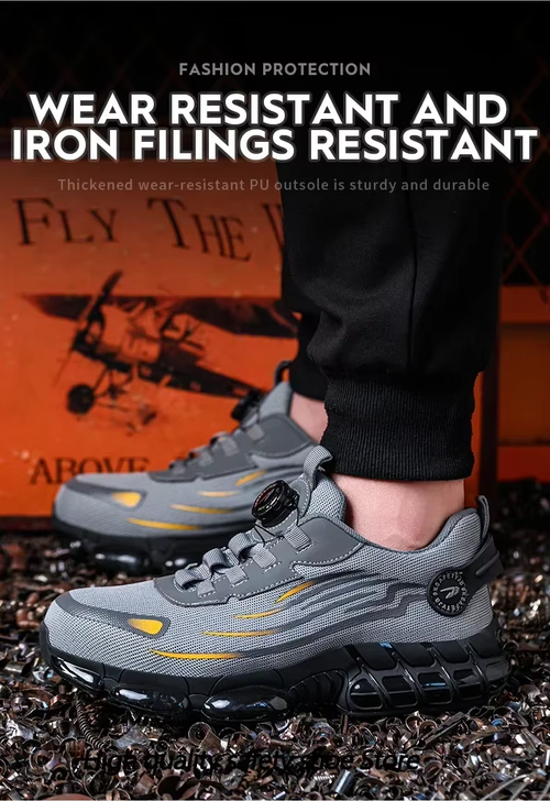 Rotating‑Button Safety Work Boots for Men