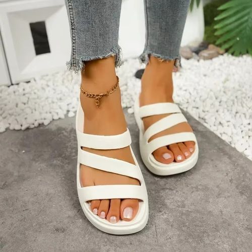 Summer New Round Head Thick Bottom Comfortable Casual Slippers Fashionable Hot Selling Sexy Elegant Flat Slippers for Women