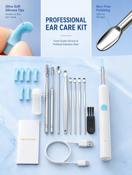 Wireless Visual Ear Cleaner 8MP HD Camera, WiFi Ear Pick Otoscope, 360° Ear Wax Removal Tool , for iPhone Android