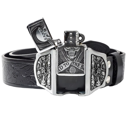 2-in-1 Lighter with Skull Belt 130cm