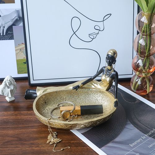 Elegant Vintage-Style Resin Sculpture of an African Woman