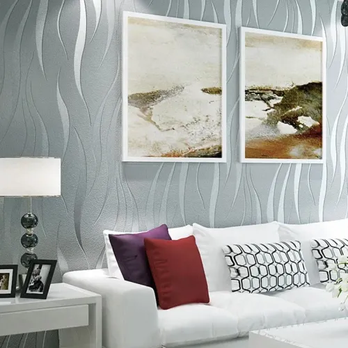 3pcs 53cm*1m Modern Luxury Geometry Wallpaper 3D Embossing Silver Grey Non-woven Wallpaper