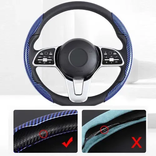Universal Laser Carbon Fiber Pattern Steering Wheel Cover