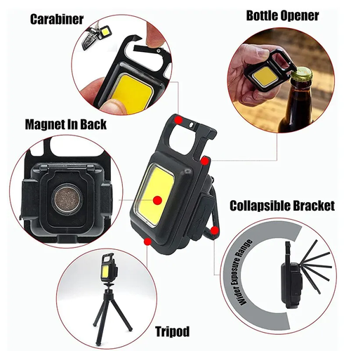 2pcs Emergency Pocket Companion: Mini COB Work Light with 4 Modes