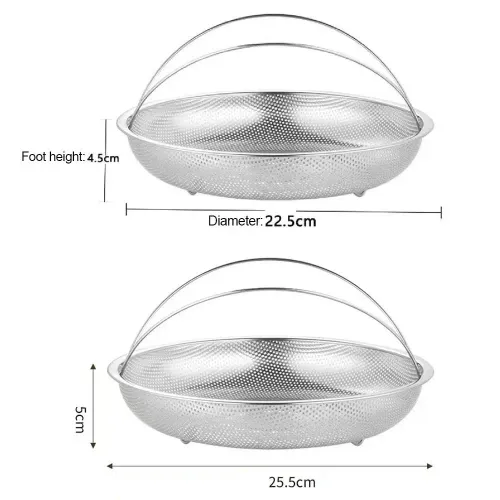 Stainless Steel Food Steamer Basket Pressure Cooker Steamer Basket with Handle Steaming Grid Drain Drainer Cooking Utensils