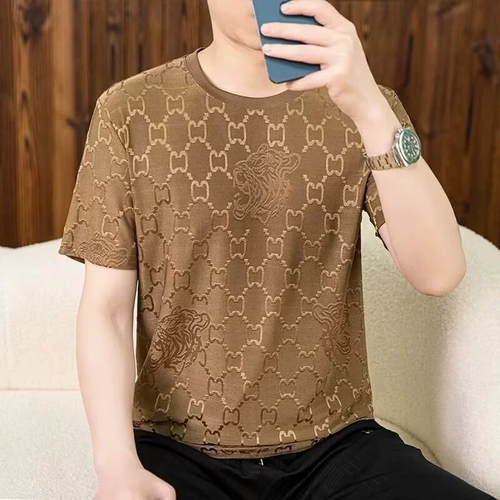 Tiger Head Jacquard Men T-Shirt