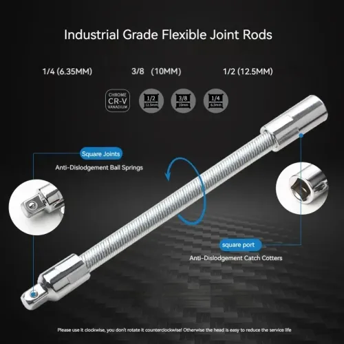Wrench Sleeve Extension Rod Socket Wrenches, Drive Head Bendable Drive Flexible Socket Extension Bar Ad