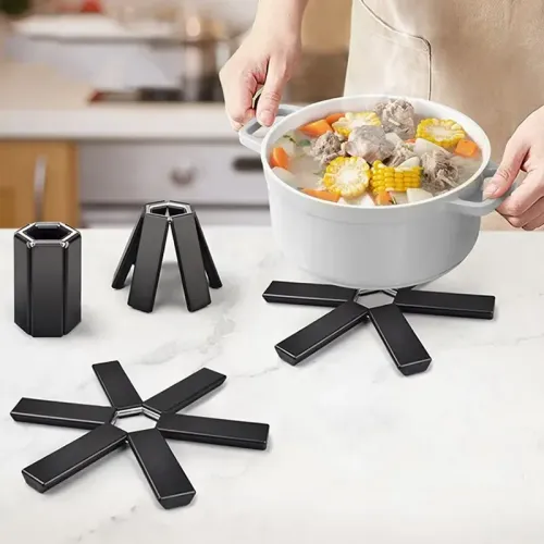 2pcs Pot Mat Dish Placemat Coaster Folding Heat Insulation High Temperature Pots And Pans Kitchen Gadgets