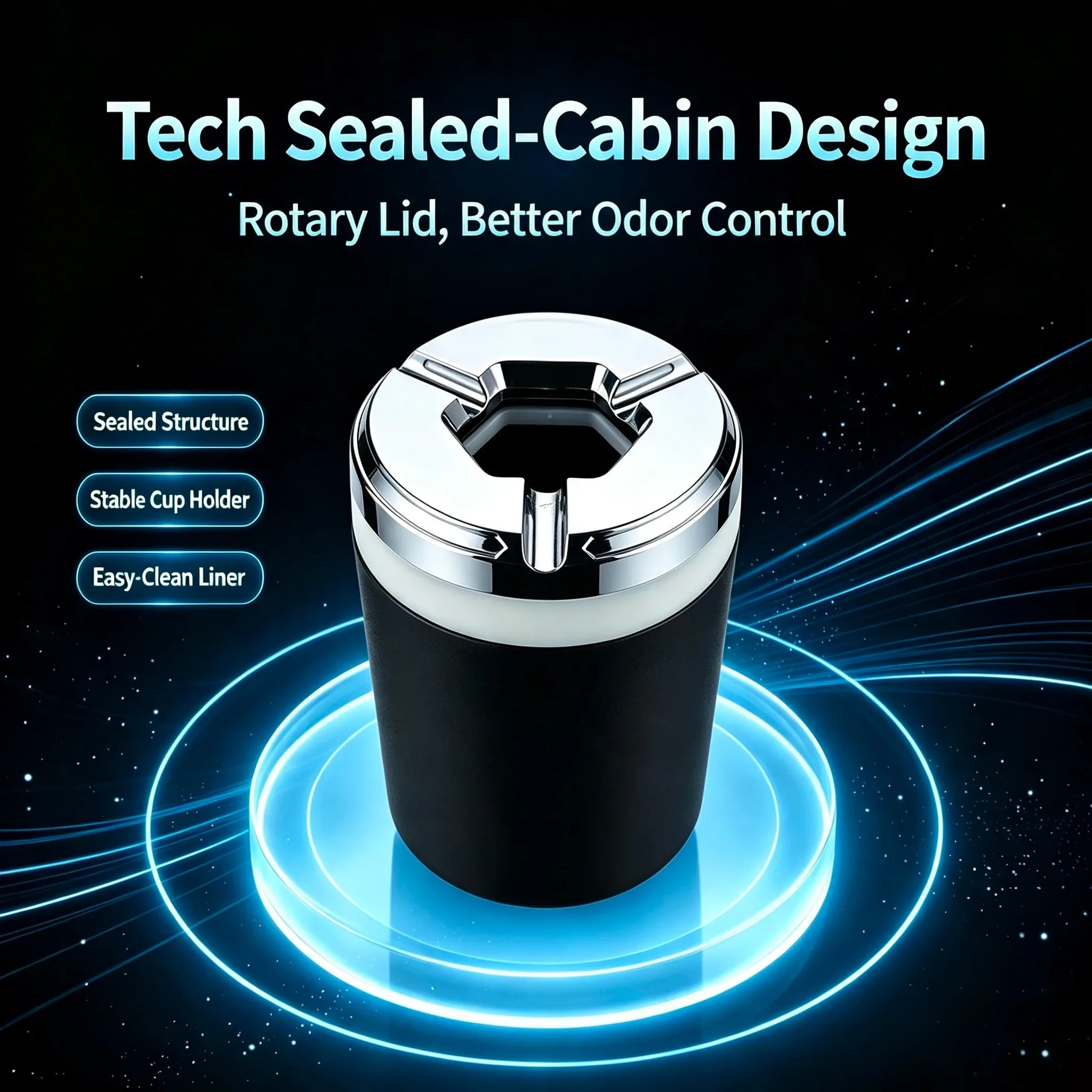 2PCS 2026 New Car Ashtray Anti Ash Flying Sealed Rotating Car Ash Tray Dustproof Interior Accessories