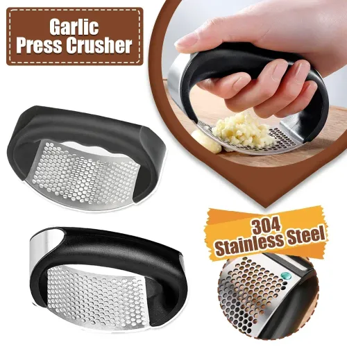 Stainless Steel Garlic Press Crusher Manual Garlic Chopper Garlic Chopping Tools Fruits and Vegetables Kitchen Gadge