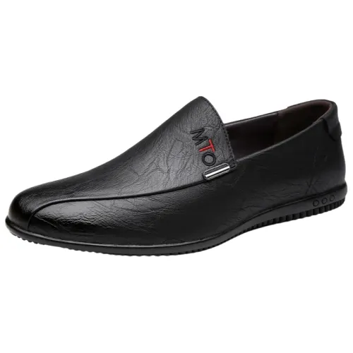 Men's Slip-On Driving Shoes Soft Upper Casual round Toe Low Heel Fashionable Leather Shoes Comfortable All-Season Footwear