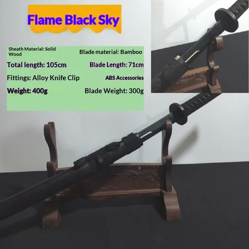 Self-Fueling Powder-Fed  Flame Blade  Prop (Authentic Intangible Cultural Heritage Craft) — Combustible Bamboo & Wood Tang-Style Dao