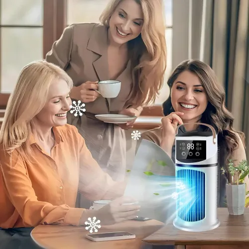 Portable USB Mist Humidifier Fan with 6 Speed Levels, Powerful Quiet Operation