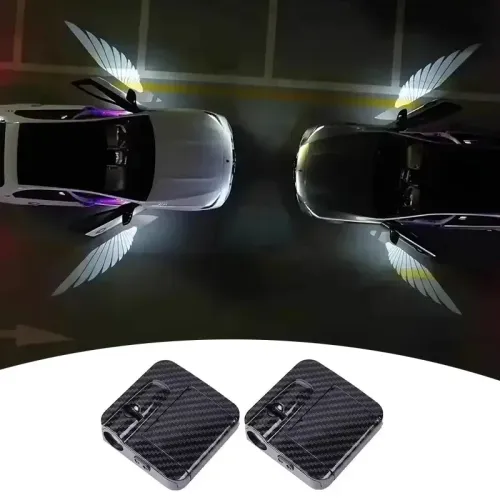 Car door angel wing welcome light, door opening sensing decoration modified wing projection ambient light car accessories