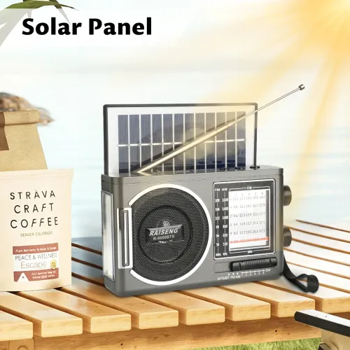 Classic solar radio AM FM speaker USB TF card interface 3 charging methods