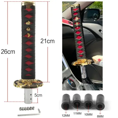 Universal Car Shift Knob, Katana Samurai Sword Metal Weighted Shifter 150mm 200mm 250mm, Fits Most Car Accessories