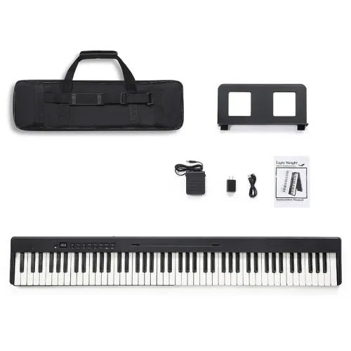 Foldable piano touch sensitive 200 tone BT MIDI USB rechargeable travel home practice creation