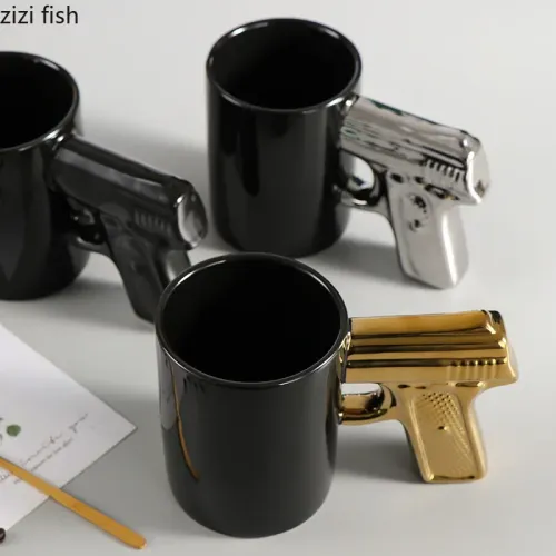 Creative Amazon Cross-Border Coffee Mug: Revolver-Style Ceramic Cup