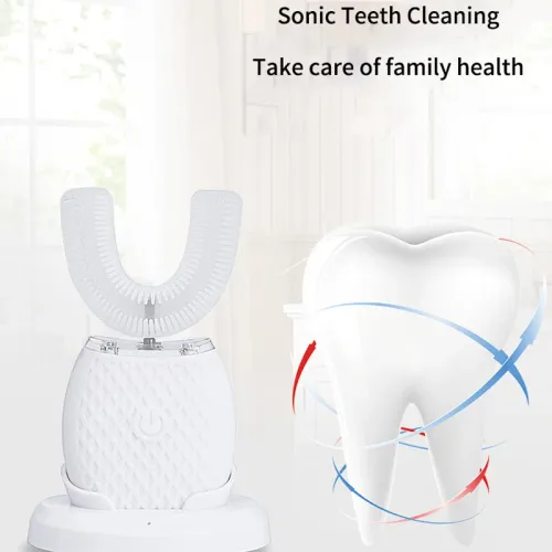 Electric Toothbrush for Adult Automatic USB Charge U-Shaped Sonic Wave Toothbrush 360 Degrees Intelligent Rechargeable Toothbrus
