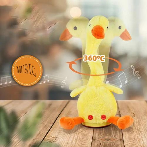 Swinging duck toy, social conversation, singing