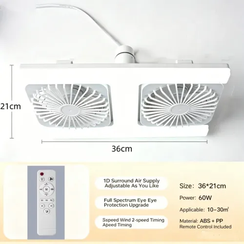 LED ceiling fan light with remote E27 socket low floor dual fan light, suitable for living room, bedroom, dining room fan lighting fixtures