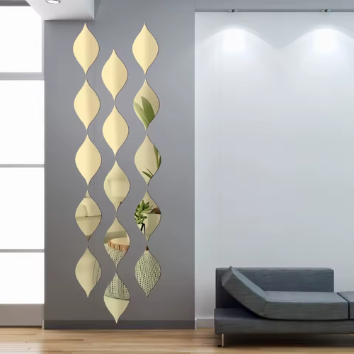 10PCS Mirror Stickers Acrylic Wall Decor DIY Removable Self-adhesive Mirrors Decal for Living Room Background Decoration