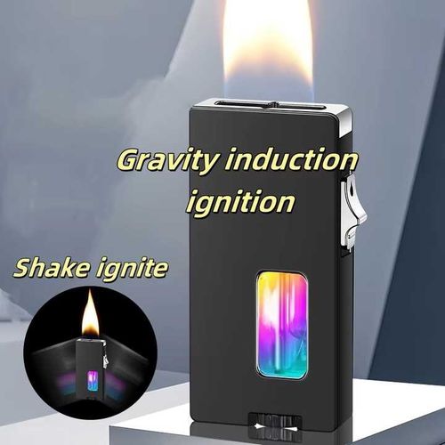 Gravity-sensor cold flame lighter, seven-hole flame metal lighter