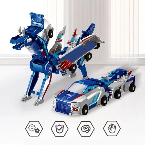 Unicorn Transformer Magic Transformation Super Combination Car Toy 2 In 1 Kids Magnetic Collision Transforming Car Diy Toy