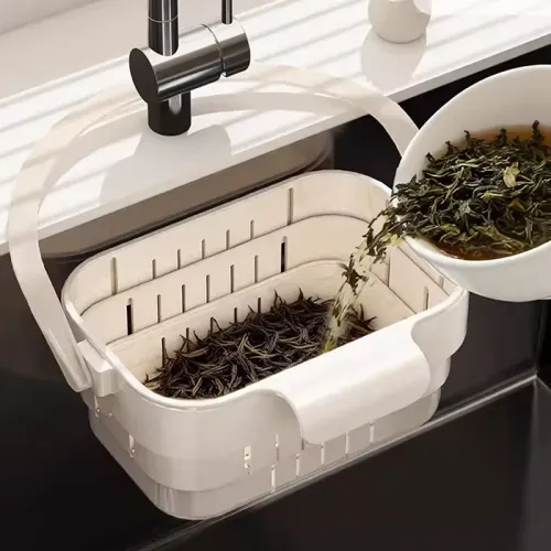 2pcs Hanging Foldable Expandable Sink Colander Kitchen Food & Fruit Residue Filter Basket Space-Saving Sink Strainer for Home Kitchen