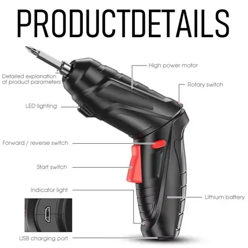 47 piece 3.6V Electric Screwdriver Rechargeable Home Lithium Drill LED Lighting Electric Screwdriver Set