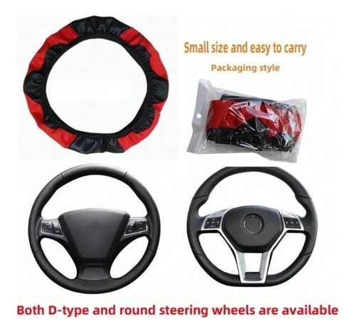 2 pieces PU Carbon Fiber Leather Car Steering Wheel Cover Breathable and Anti Slip