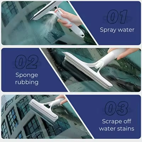 Household multi-function glass cleaning mirror with watering can 3-in-1 glass scraper window scraper