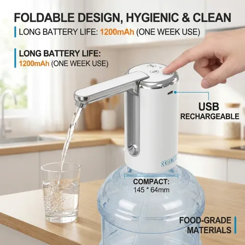 Folding water bottle pump for automatic water dispenser