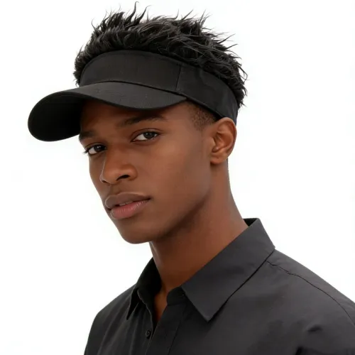 Men Synthetic Short Hair Spiked Wig Golf Baseball Cap Fake Hair Hat Adjustable Sunshade Visor Fancy Performance Hip-Hop Headwear