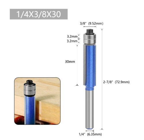 6mm A quarter Double Bearing Carbide Flush Trim Router Bits for Wood Biaxial Trimming Tool Carving Milling Cutter Woodworking Tools