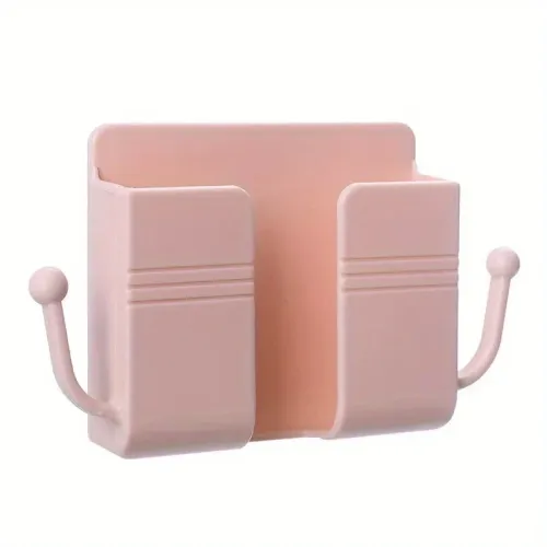 1Pc  Punch Free Wall Mount Phone Plug Holder Mobile Phone Charging Stand Air Conditioner TV Remote Control Storage Box