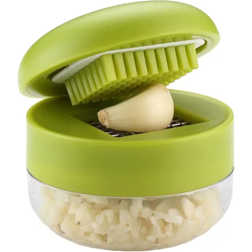 1pc Multifunctional Garlic Press Manual Mincer  ABS and Stainless Steel Garlic Slicer Handheld Ginger Masher with Storage Case