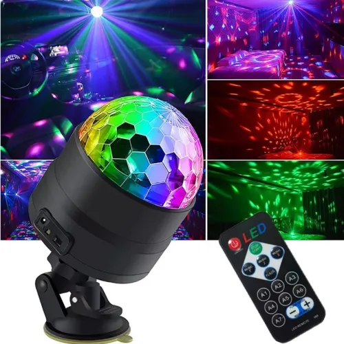 LED Stage Disco Light Rotating DJ Ball Strobe Colorful Magic Dance Car Ambient RGB Party Club Car Laser Show Lamp
