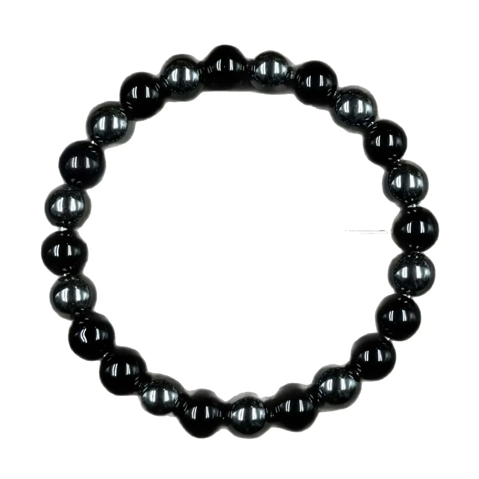 1Pc Men-Women Fashion Memory Bracelet Obsidian Hematite Beaded Bracelet Natural Stone Beads Jewelry Unique Birthday Holiday Gift