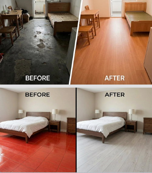 20 pcs 3D Self-adhesive floor sticker Thicken Wood Grain Floor Wallpaper 3d Wall Sticker