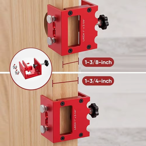 🔧Aluminum Alloy Door Lock Mortising Jig Adjustable Clamping Red Finish Lock Installation Jig Router Bit Set