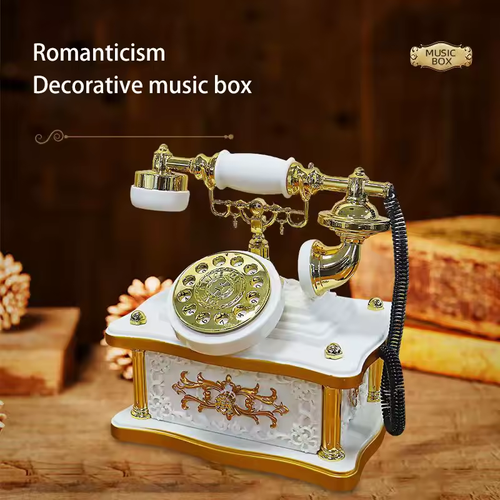 Romantic decorative music box, retro telephone home decoration, European nostalgic ornaments, holiday gifts