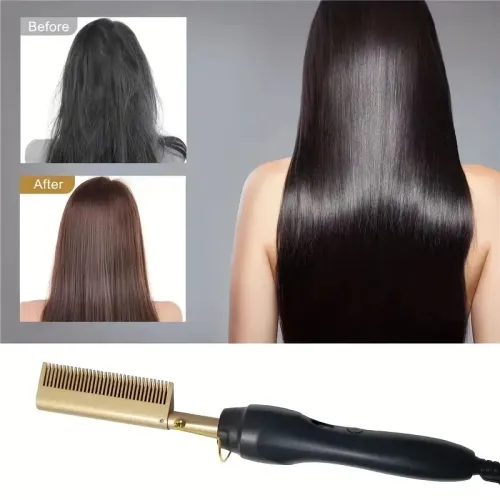 Portable Electric Hair Straightening and Curling Comb