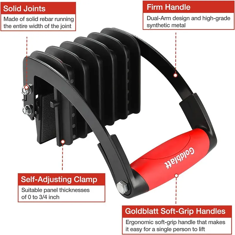Goldblatt Panel Carrier Plywood Lifting Tool Drywall Carrying Tool Plywood Carriers Tool Clamping Thickness up to 1 inch