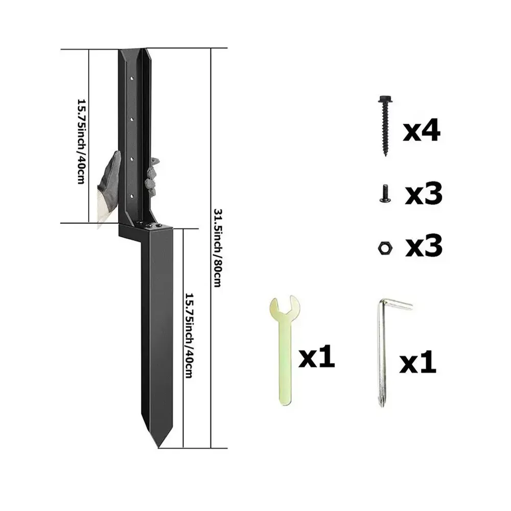 1‑2 Pcs Heavy-Duty Thickened Steel Fence Post Repair Kit with Ground Spikes, Black, Column Repair Kit for Wooden & Metal Fences