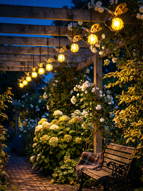 Solar-Powered Hanging Bee Light